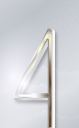 银色背景简约立体质感数字4创意广告海报