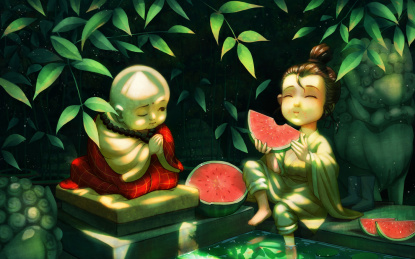 吃西瓜的小小道童