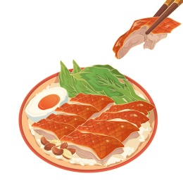 中国风广式烧腊烧鹅饭餐饮美食矢量插画