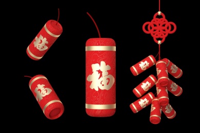 3D建模国潮春节鞭炮