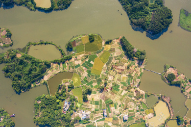 航拍广西平路运河初始面貌