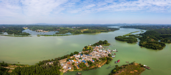 航拍广西平路运河初始面貌