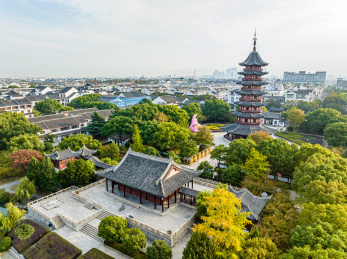 中国江苏苏州盘门景区秋季航拍