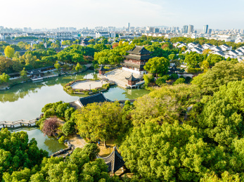 中国江苏苏州盘门景区秋季航拍