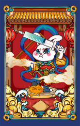 春节生肖兔年-门神竖版