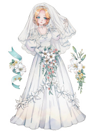 二次元乱世佳人礼服婚纱女孩插画