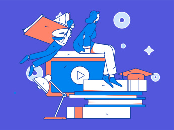 通过网课远程进行在线教育扁平矢量概念运营