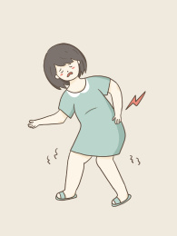 腰痛女孩扁平插画