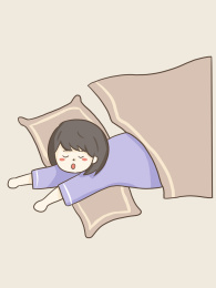 躺在床上趴着睡觉的女孩插画