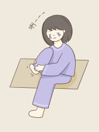 女孩腿脚抽筋疼痛扁平插画