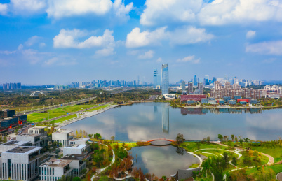 成都天府新区中国西部科学城兴隆湖航拍图