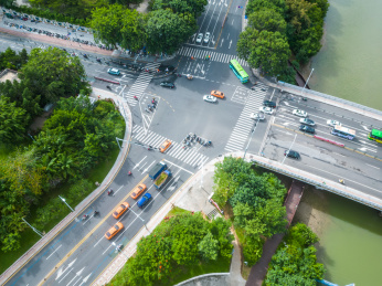 三亚城市，公园，街道绿地航拍