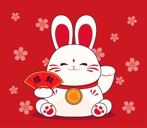 可爱招财兔国潮插图