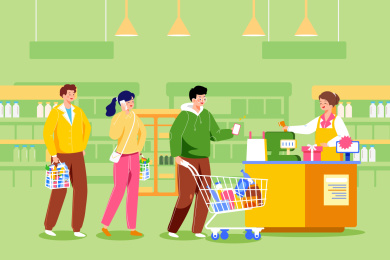 超市购物矢量插画