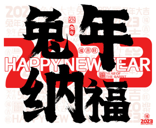 兔年纳福红色2023春节新年简约书法字