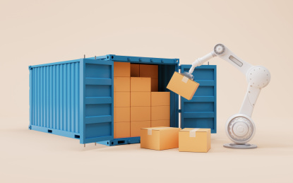 机械臂与物资货物3D渲染