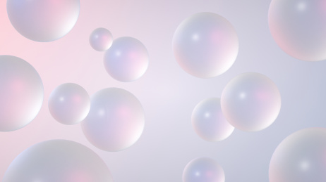 3D渲染炫彩透明玻璃水珠气泡