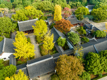 中国江苏苏州盘门景区秋秋季航拍