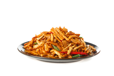 白底上的萝卜干炒肉丝