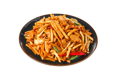 白底上的萝卜干炒肉丝