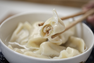 鲜肉白菜水饺特写