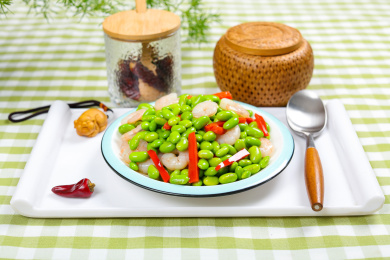 营养美味家常菜小炒青毛豆虾仁