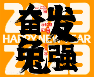 奋发兔强2023兔年春节新年快乐毛笔字