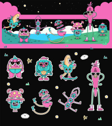 蔬菜们在草地上玩耍贴纸