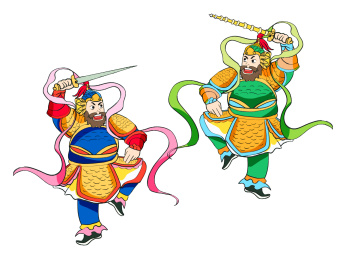 一对门神神仙中国传统神仙古老神仙门神大