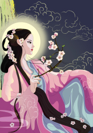 古装人物十二月令花神美女图