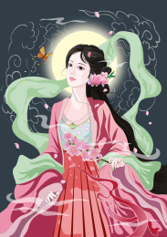 古装人物十二月令花神美女图
