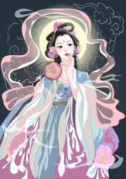 古装人物十二月令花神美女图