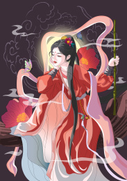 古装人物十二月令花神美女图