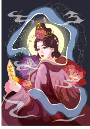 古装人物十二月令花神美女图