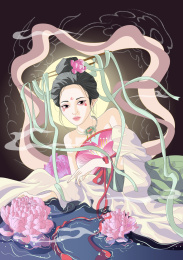 古装人物十二月令花神美女图