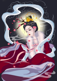 古装人物十二月令花神美女图