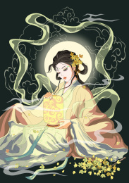 古装人物十二月令花神美女图