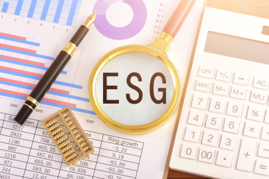 图表上的放大镜印着ESG