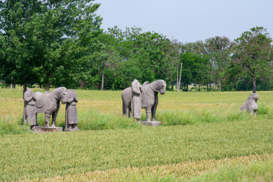 河南巩义麦地里宋陵中的雕像