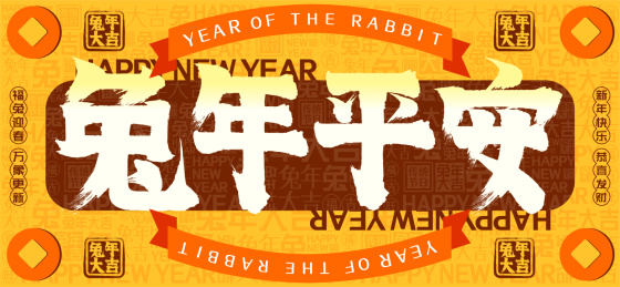 兔年平安国潮铜钱文字装饰春节新年书法字