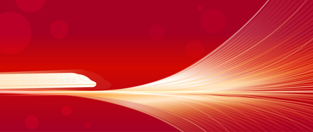 红色高铁速度未来金色光线背景