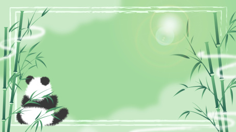 横版熊猫和竹子清新矢量插画