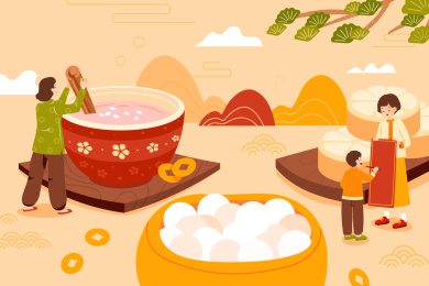 元宵节美食矢量插画
