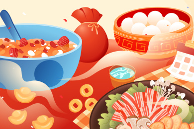 元宵节美食矢量插画