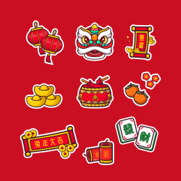 新年春节元素贴纸集合