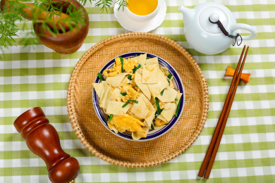 营养美味家常菜鸡蛋炒豆腐皮