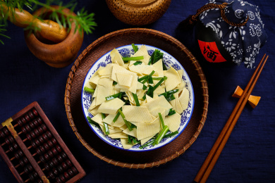 美味家常菜韭菜炒豆腐皮
