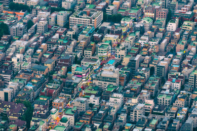 韩国首尔市内城市景观建筑