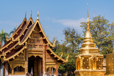 夏季白天泰国清迈帕辛寺风光