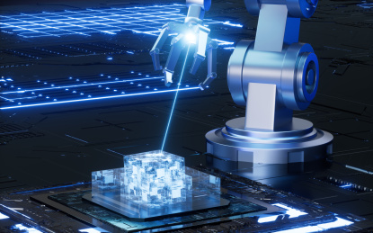 机械臂与科技芯片场景3D渲染